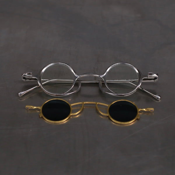 Rigards RG0105TI series collection Titanium free-detachable double-layer glasses RG-RG0105TI-PGGJTML Polished + Antique Gold / Transparent + Blue Lenses